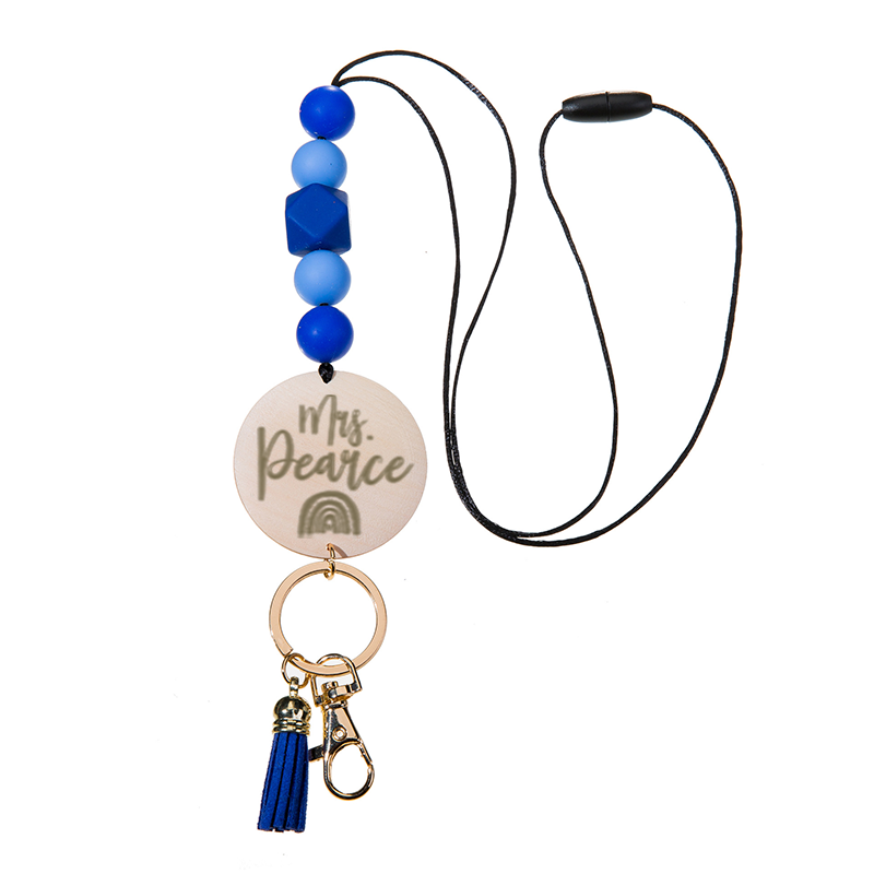 Personalized Multicolor Geometric Beaded Tassel Lanyard