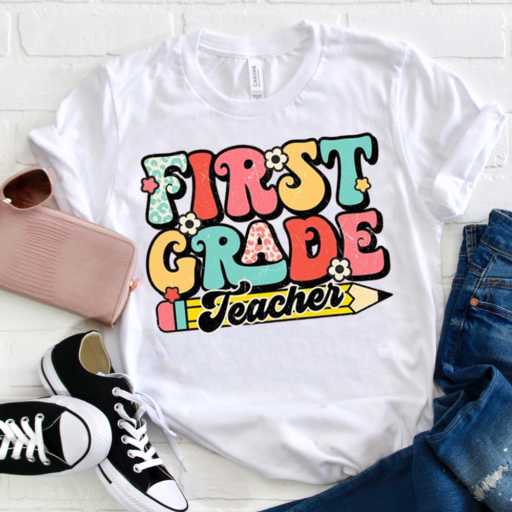 Personalized First Grade Teacher Tiny Flower T-Shirt