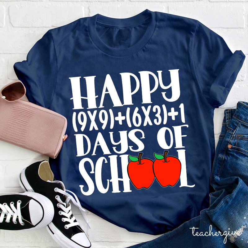 Math Equation Happy 100 Days Of School Teacher T-Shirt