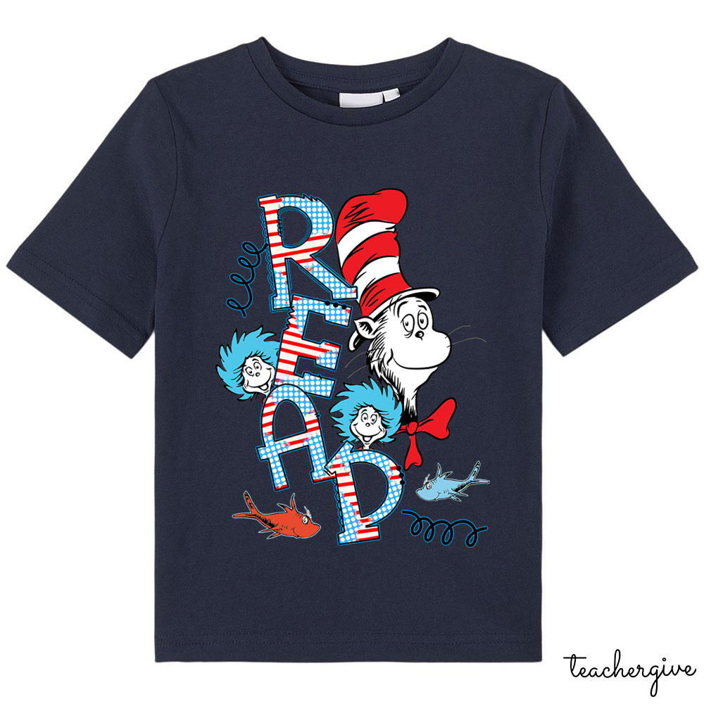 READ Letter Cat Wearing Hat Kid T-Shirt