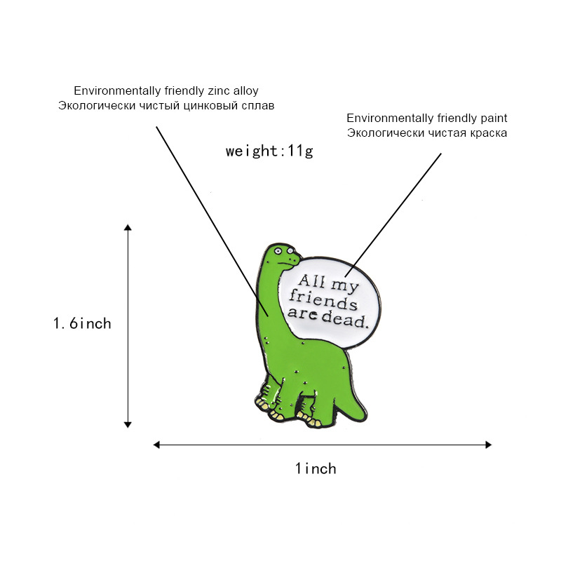 Lonely Green Dinosaur  Pin