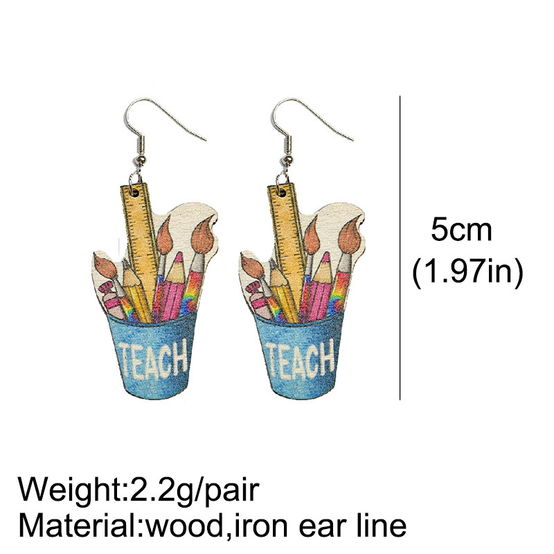 A Bucket Of Stationery Wooden Earrings