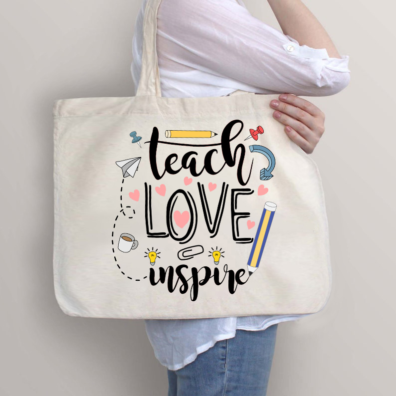 Lehren Lieben Inspirieren Lehrer Tragetasche mit Reißverschluss