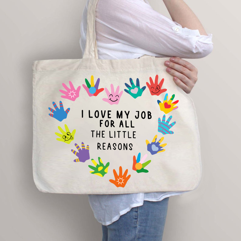 Ich liebe meinen Job aus all den kleinen Gründen Lehrer Tragetasche mit Reißverschluss