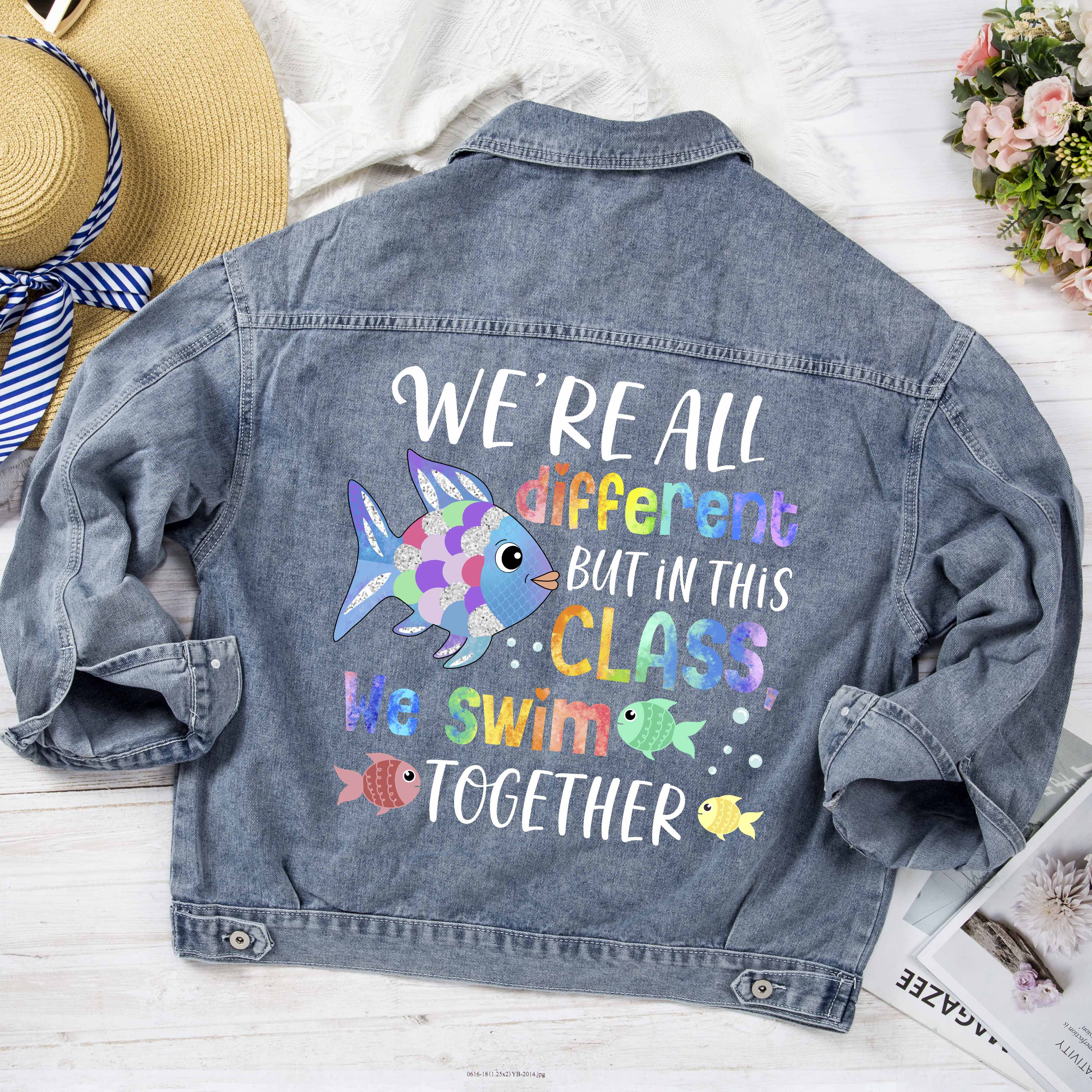 We're All Different But In This Class We Swim Denim Jacket