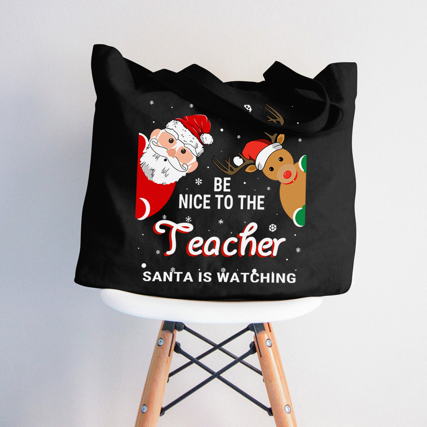 Seien Sie nett zu dem Lehrer, den der Weihnachtsmann beobachtet Lehrer Tragetasche mit Reißverschluss