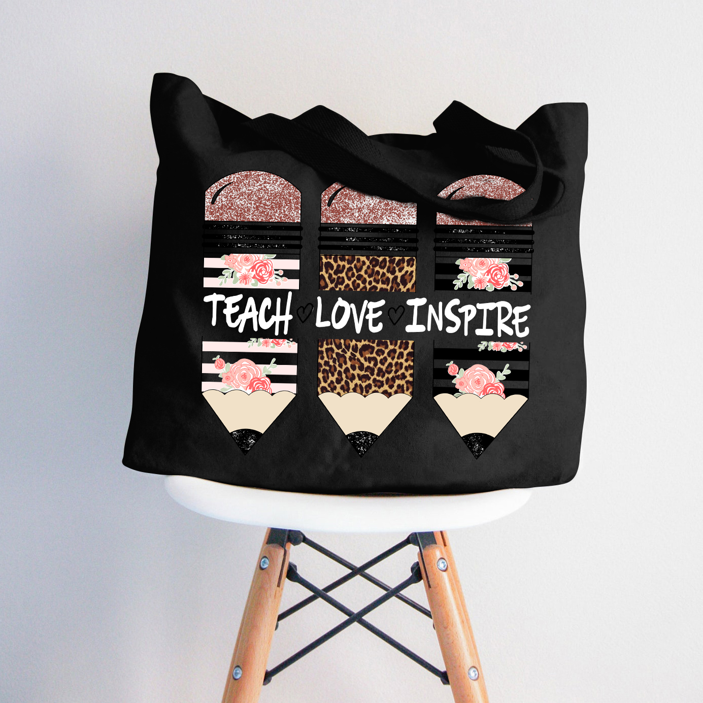 Lehren Lieben Inspirieren Lehrer Tragetasche mit Reißverschluss