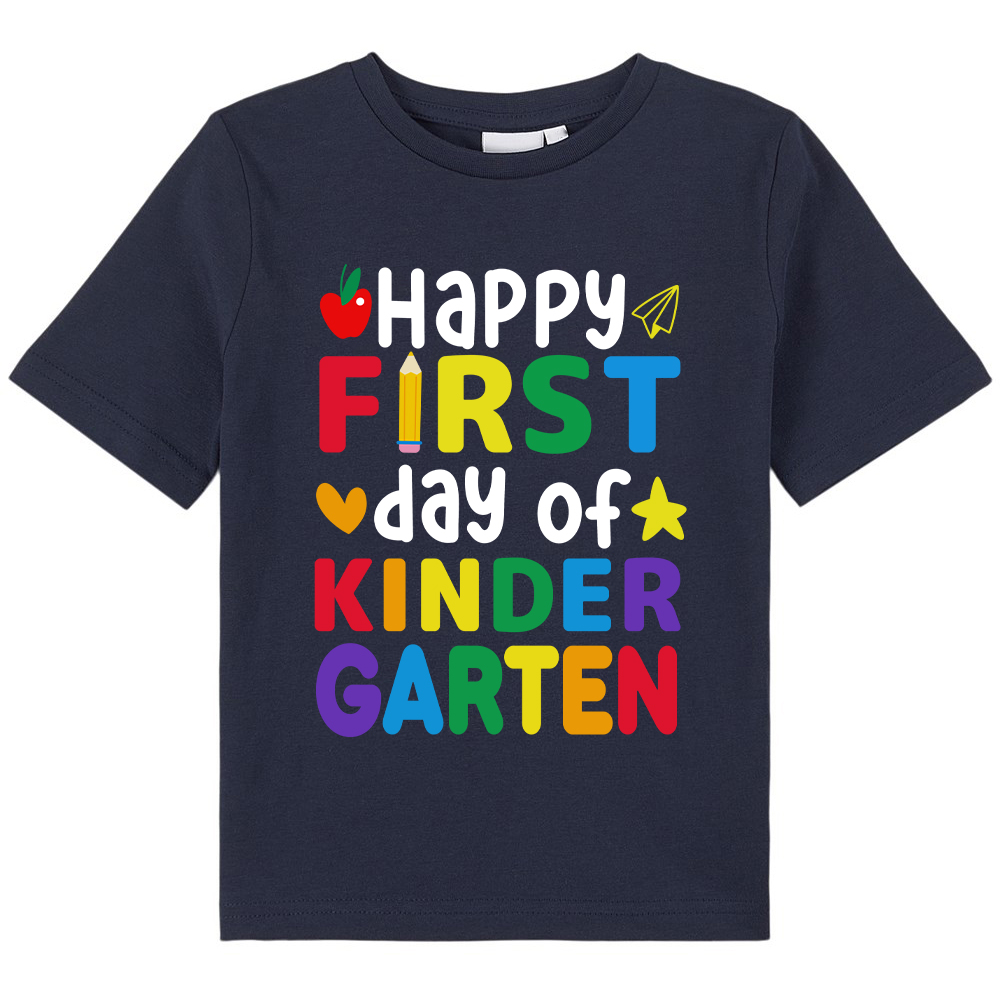Personalized  Happy First Day Of Kindergarten Kids T-Shirt