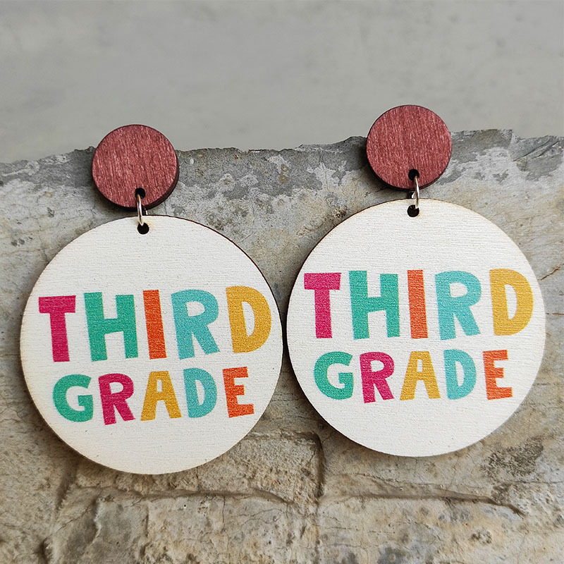 Different Grades Letter Wooden Earrings