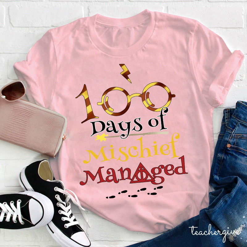 100 Days Of Mischief Managed Magic Style Teacher T-Shirt