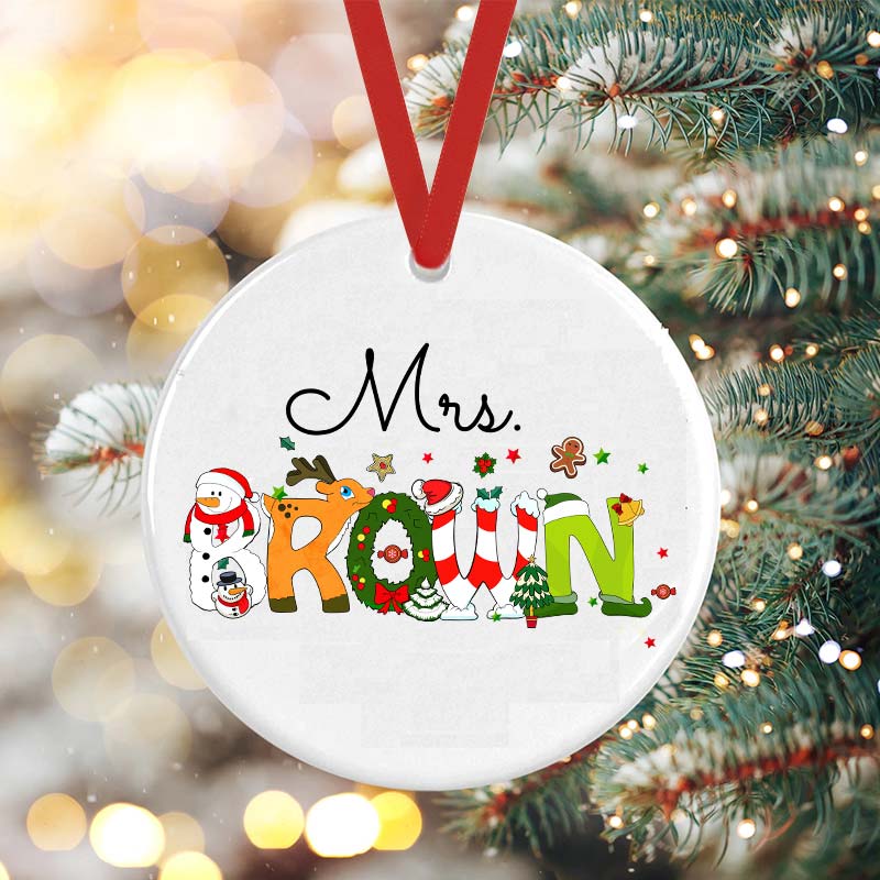 Personalized Christmas Style Teacher Ceramic Christmas Ornament
