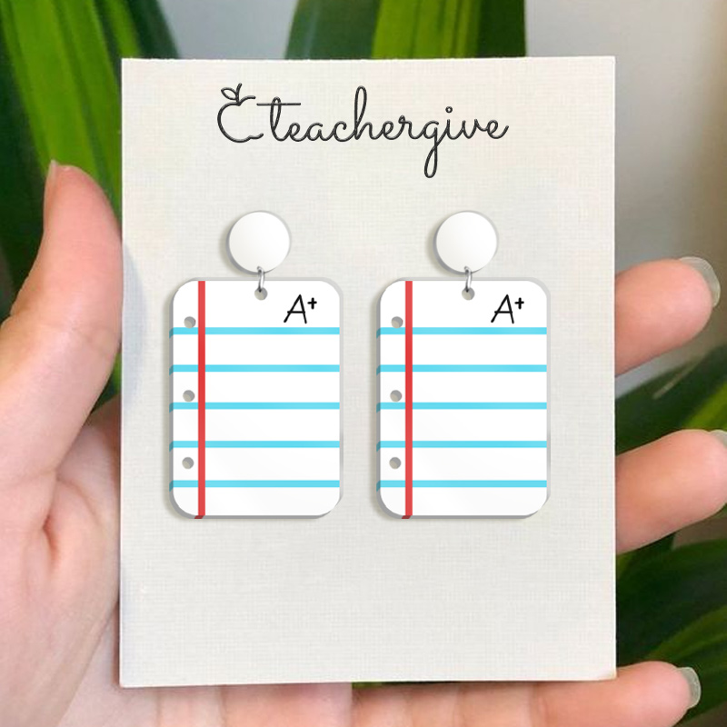 Notebook Teacher Acrylic Earrings