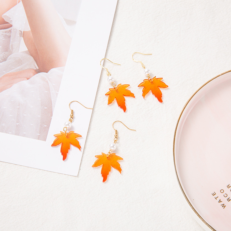 Red maple leaves Acrylic Teacher Earrings