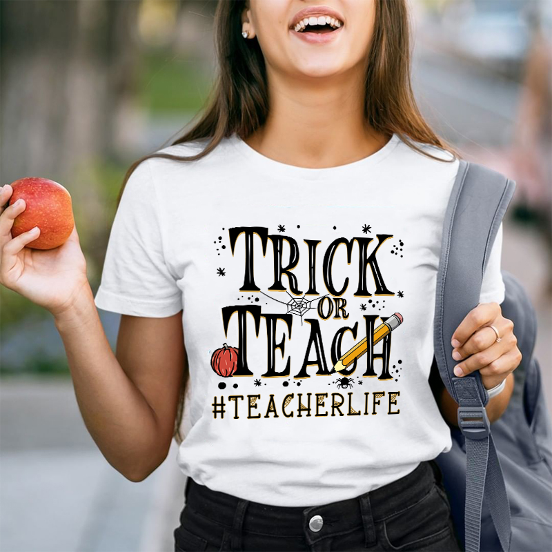 Trick Or Teach Halloween Spider T-Shirt