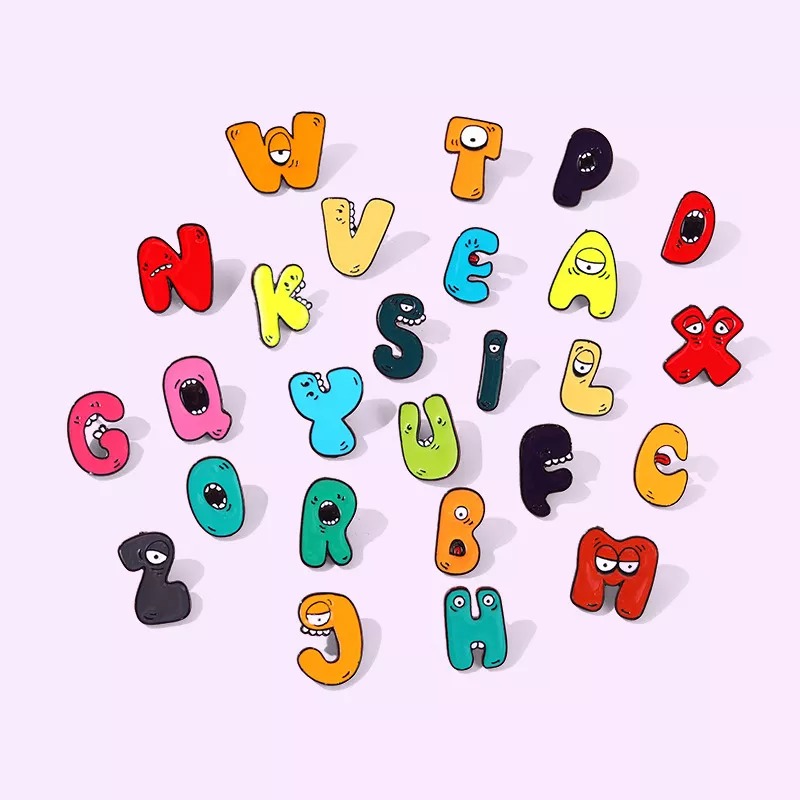 Cartoon 26 English letters Pin Set
