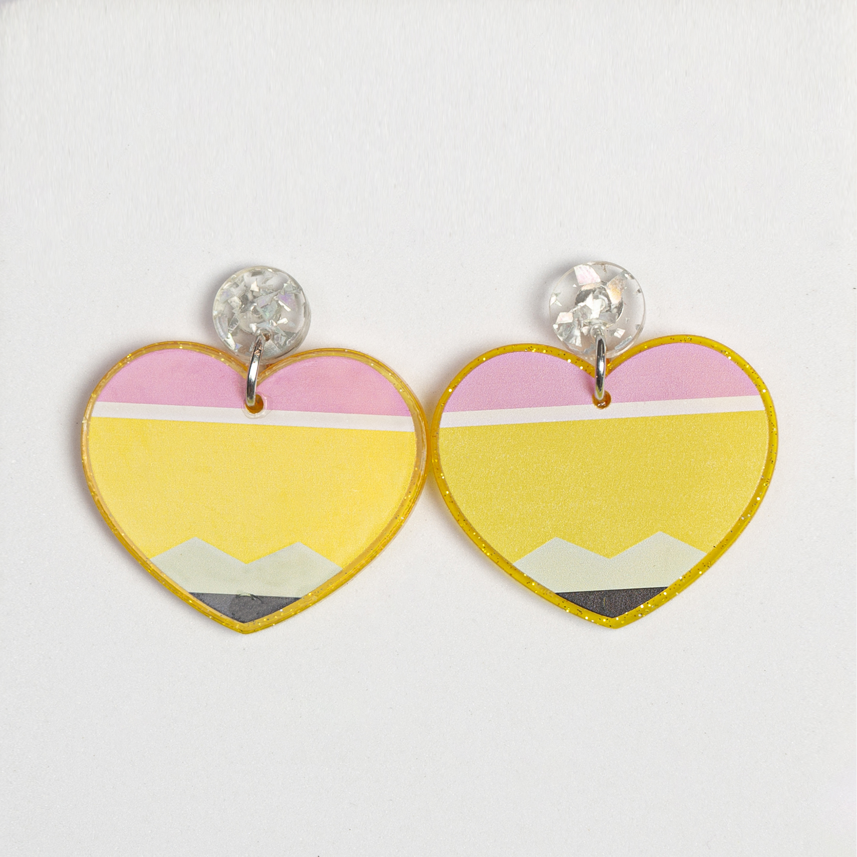 Heart And Pencil  Acrylic  Earrings
