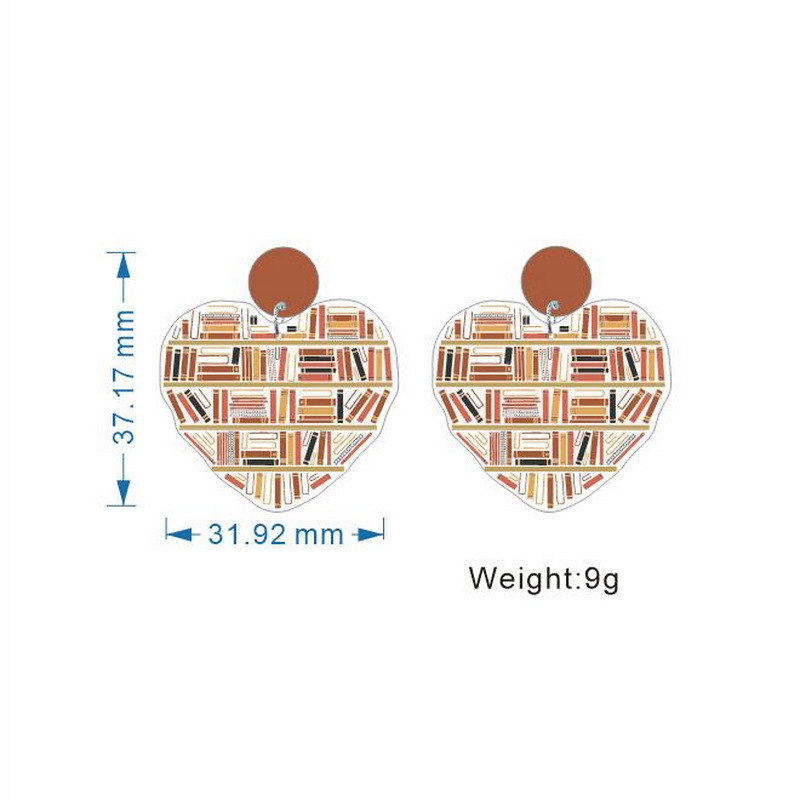 Heart-shaped Bookshelf   Acrylic  Earrings