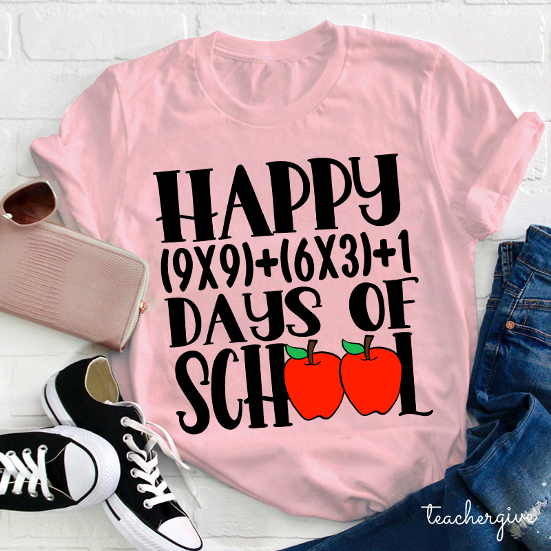 Math Equation Happy 100 Days Of School Teacher T-Shirt
