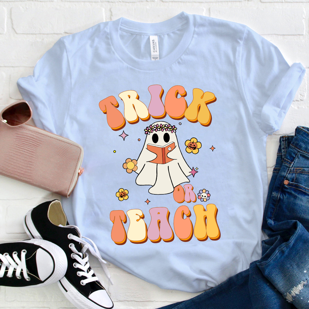 Trick Or Teach Ghost Reading T-Shirt