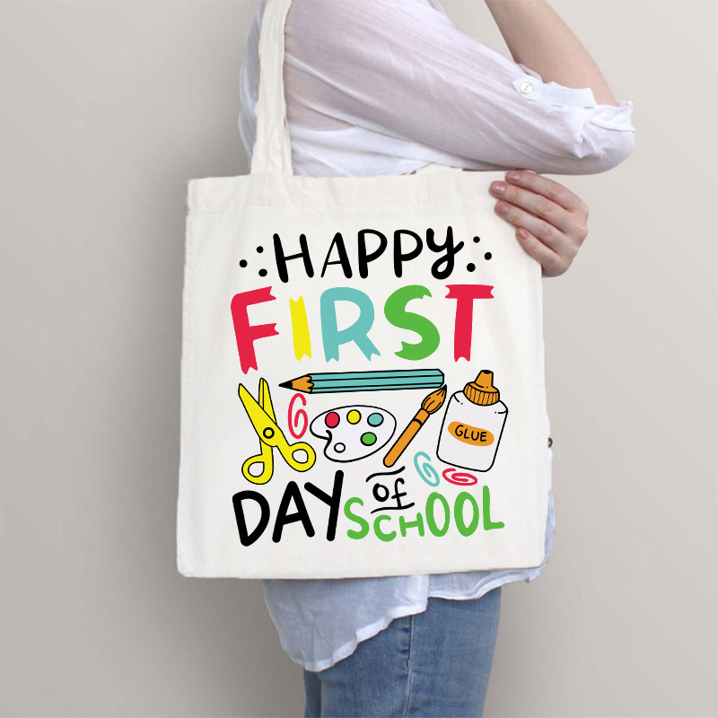 Happy First Day Of School Pigment Tote Bag