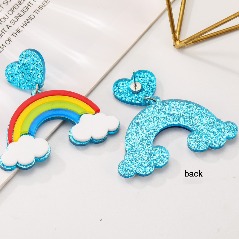 Rainbow Heart  Acrylic  Earrings