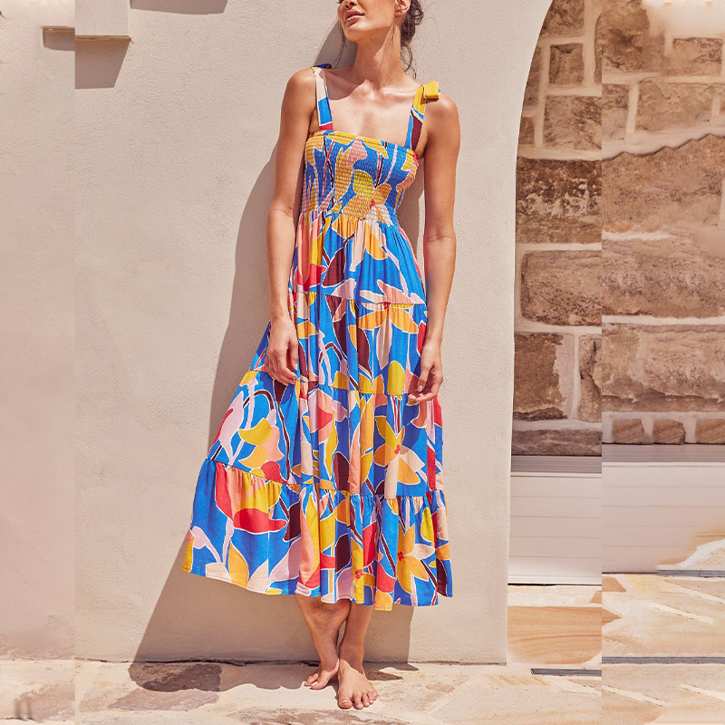 Flowers Blue Summer Dress