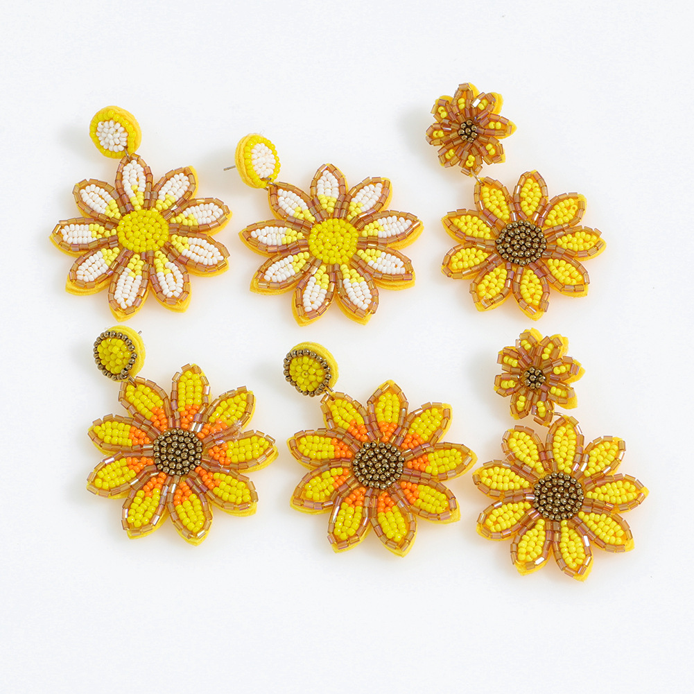 Multicolor Daisy  Beaded Earrings