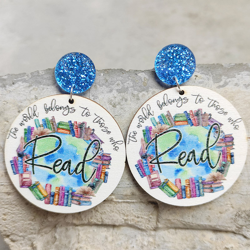 The World Belongs To Those Who Read Wooden Earrings