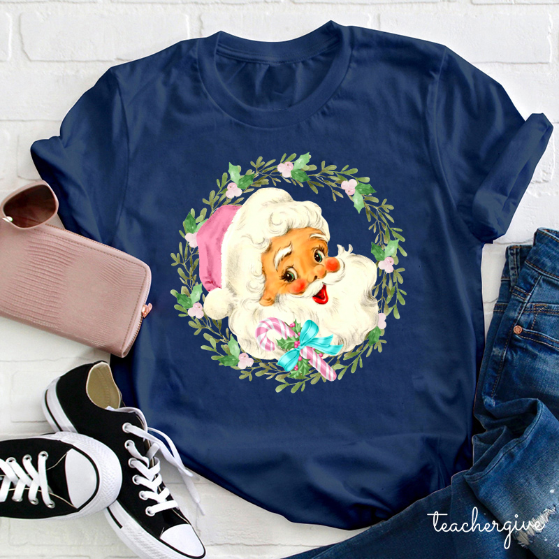Christmas Wreach Santa Teacher T-Shirt