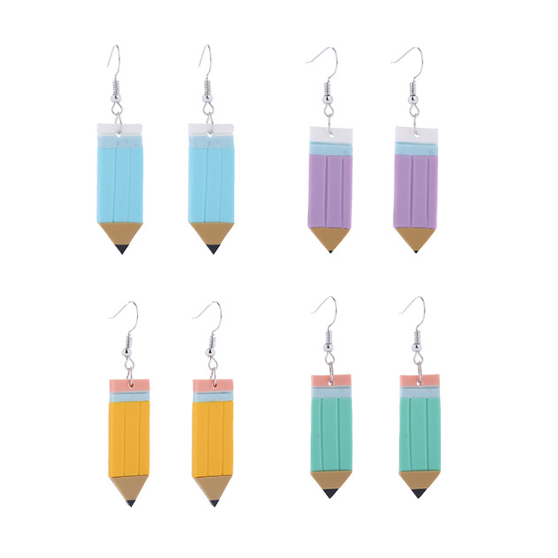Cute Pencil Teacher Clay Earrings