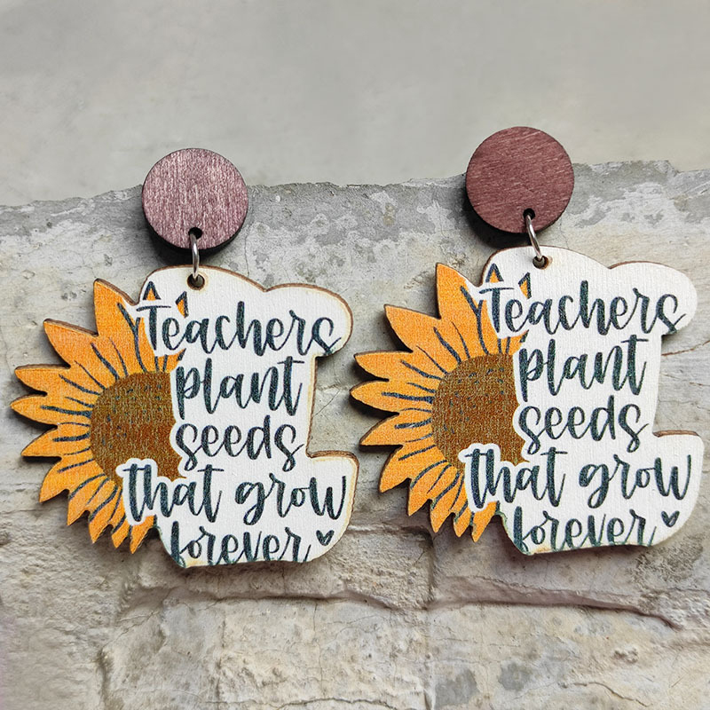 Teacher Plant Seeds That Grow Forever Teacher Wooden Earrings
