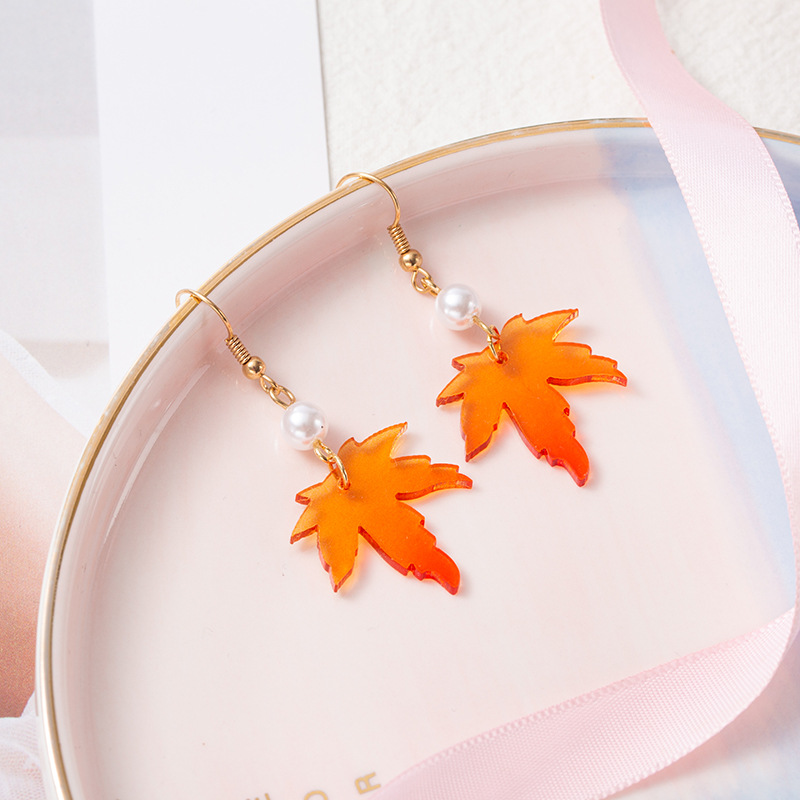 Red maple leaves Acrylic Teacher Earrings