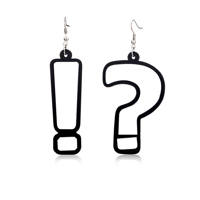 Black and White Asymmetric Long Earrings