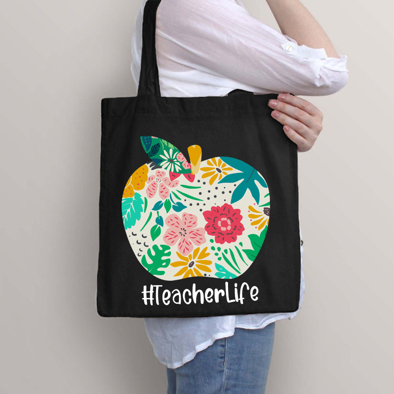 Teacherlife Apple Flower Tote Bag