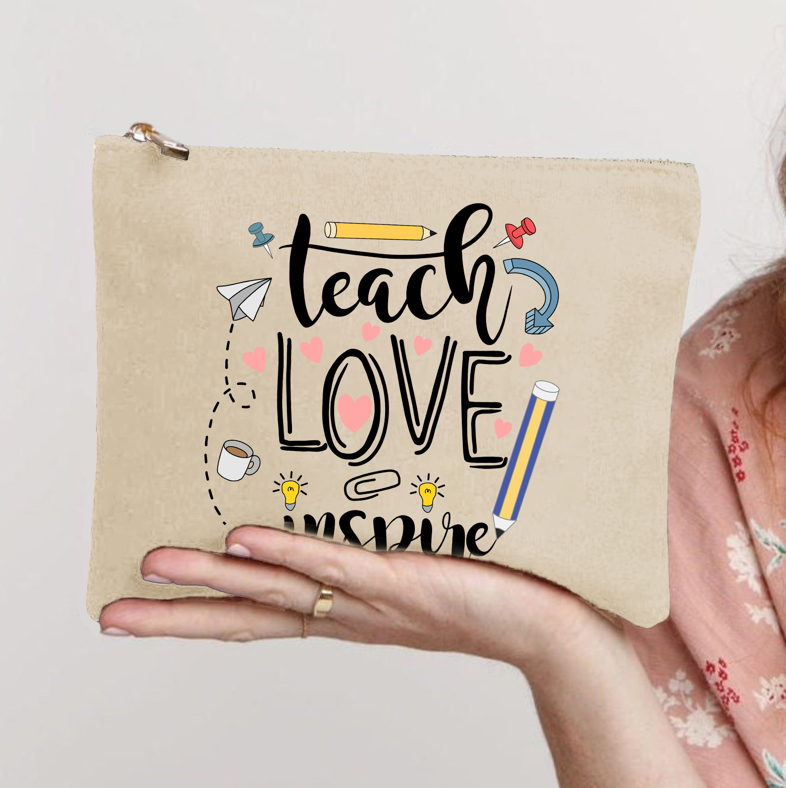 Teacher Love Inspire Classic Makeup Bag