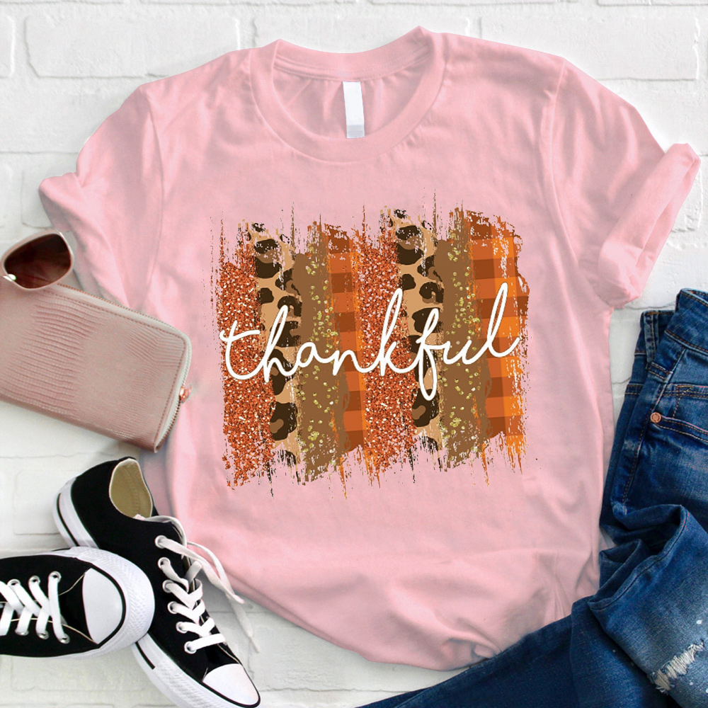 Thankful Leopard Teacher T-Shirt