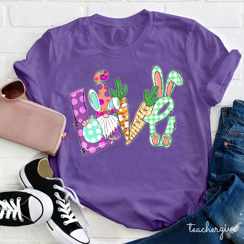Love Easter Bunny Gnome Teacher T-Shirt