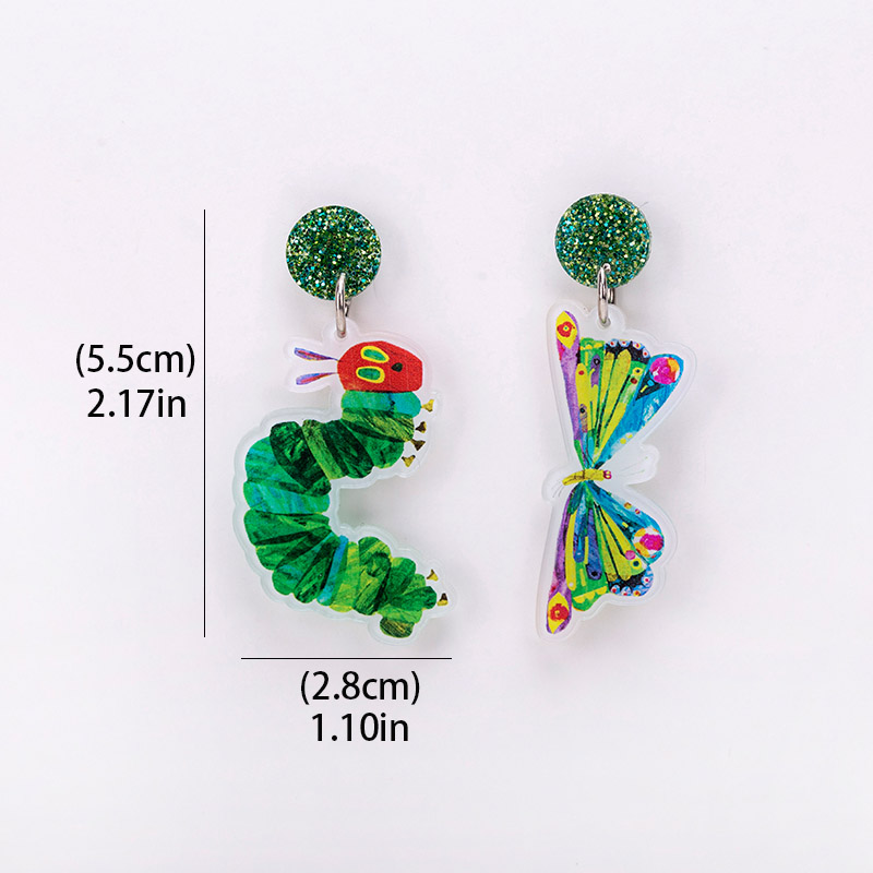 Butterfly And Caterpillar Acrylic  Earrings