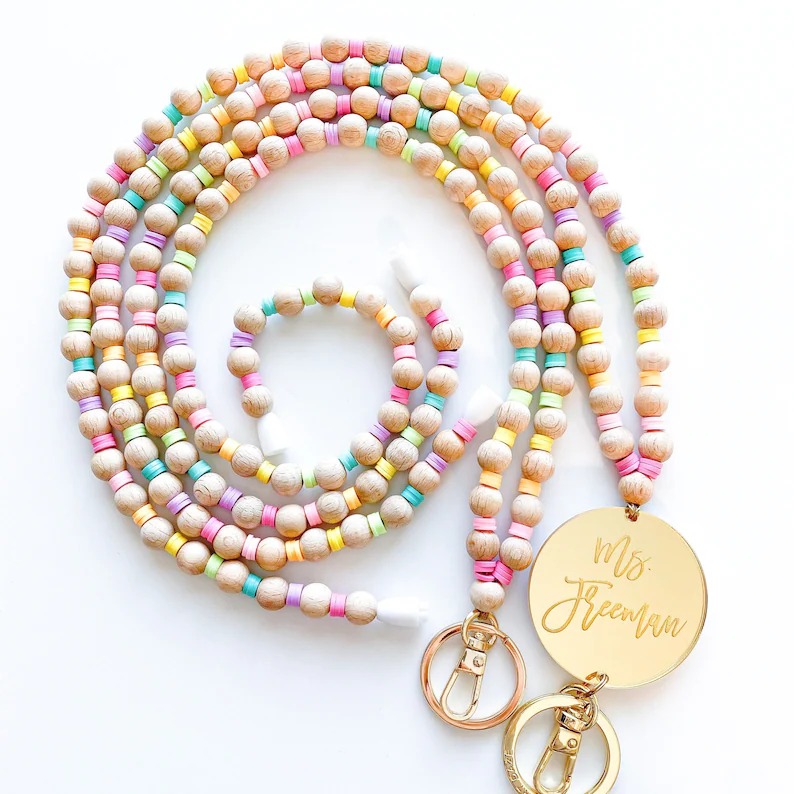 Personalized Colorful Bead Lanyard
