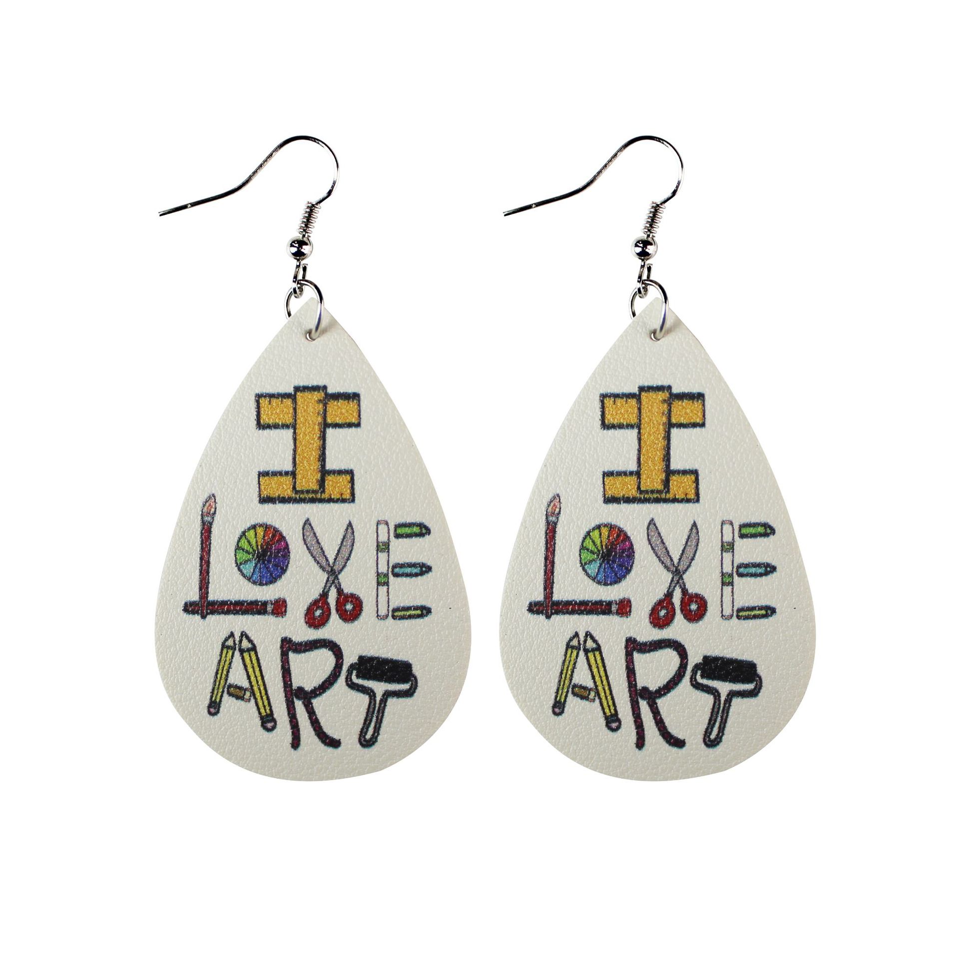 I Love Art Leather Earrings