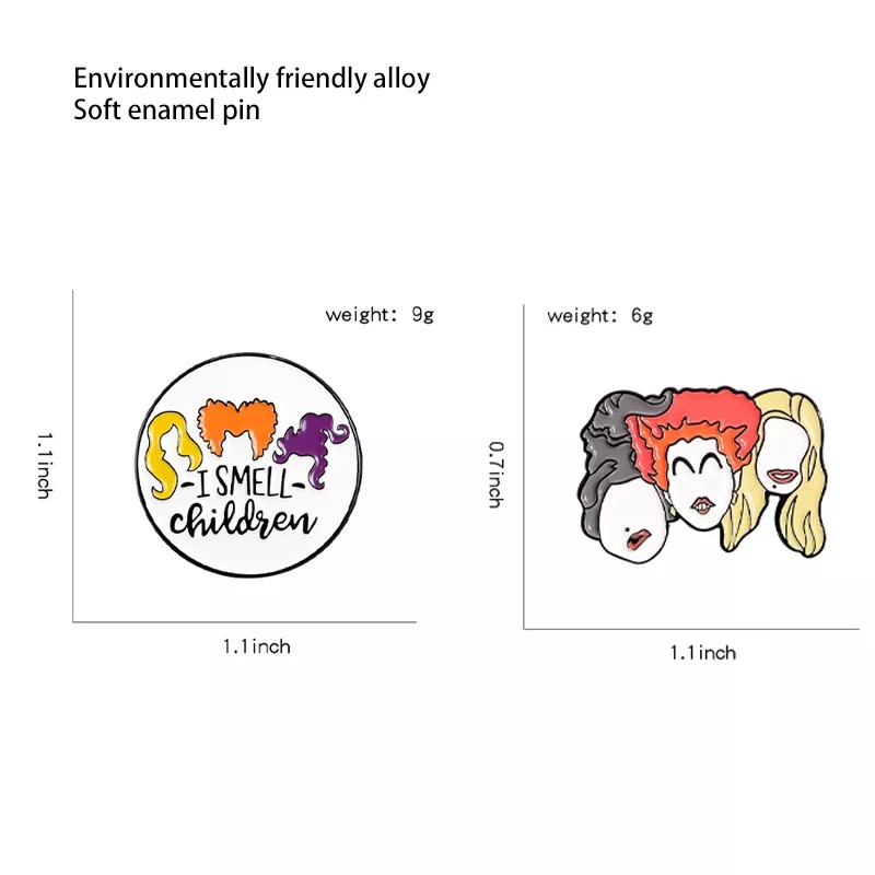 Cartoon Halloween Witch Pin Set