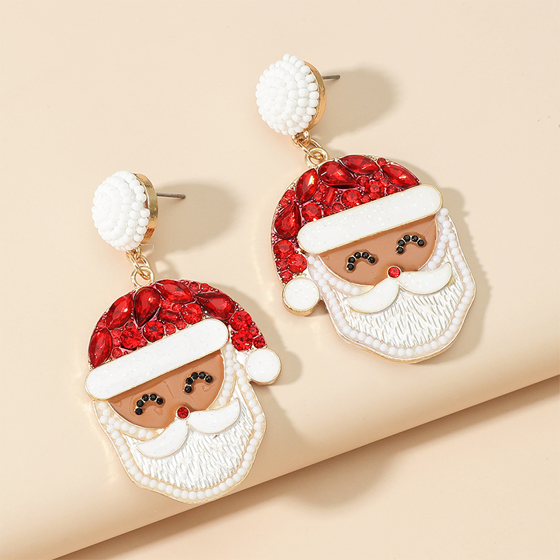Christmas Smiling Santa Metal Earrings