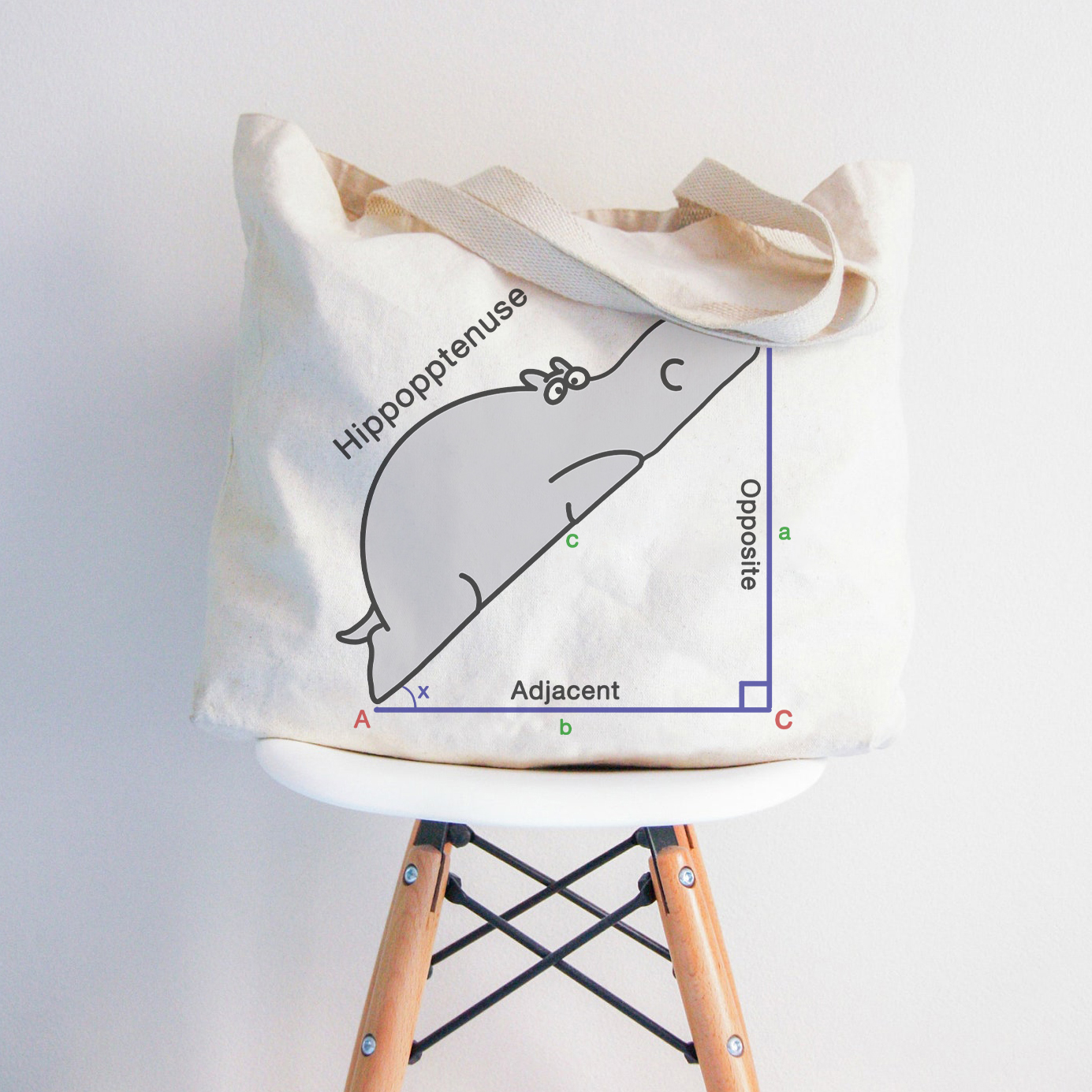 Hippopotenuse Tragetasche mit Reißverschluss