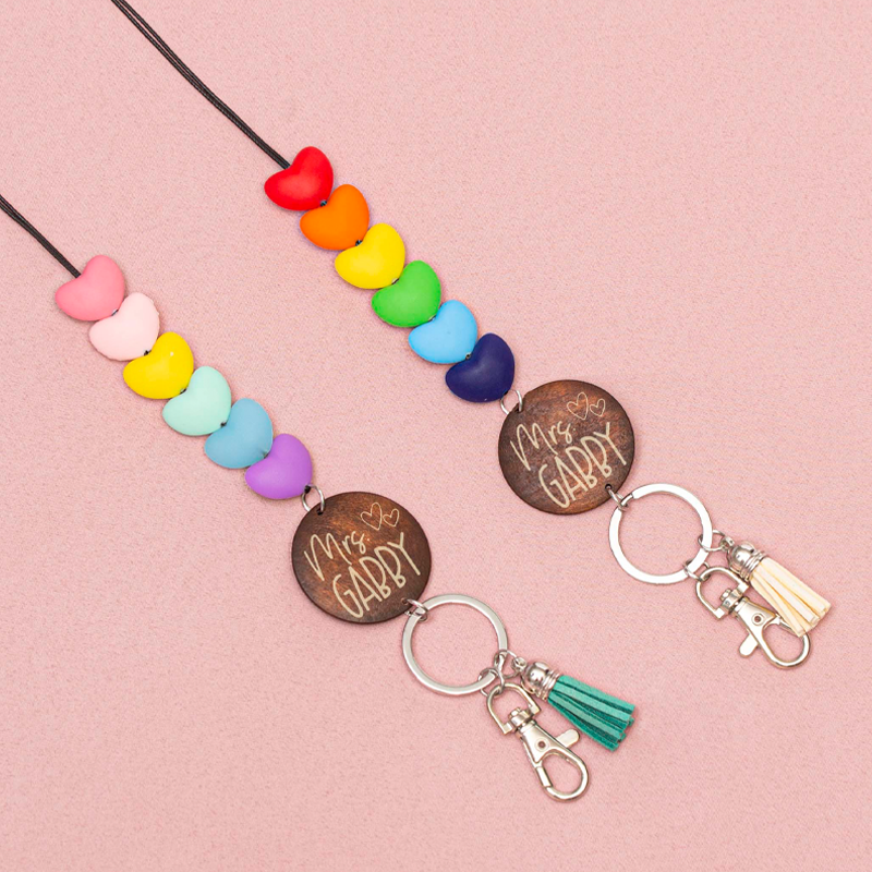 Personalized Heart Bead Lanyard