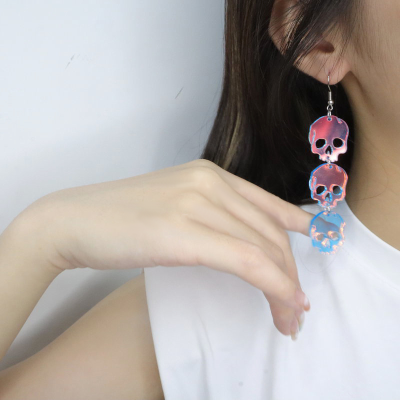 Iridescent Skulls Acrylic Earrings