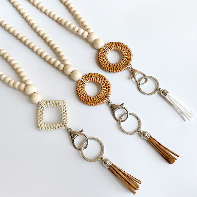 Wooden Beads Knits Lanyard