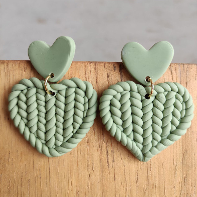 Multicolor Heart Clay Earrings