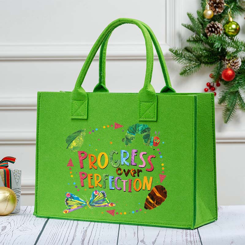 Progress Over Perfection Teacher Felt Bag