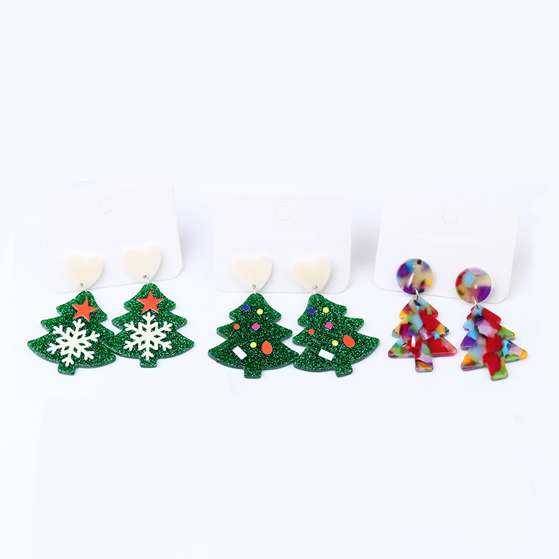 Christmas Tree With Different Pattern Acrylic Earrings