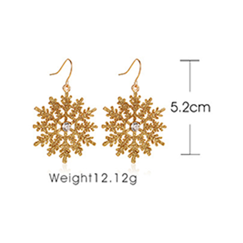 Christmas Golden Snowflake Teacher Metal Earrings